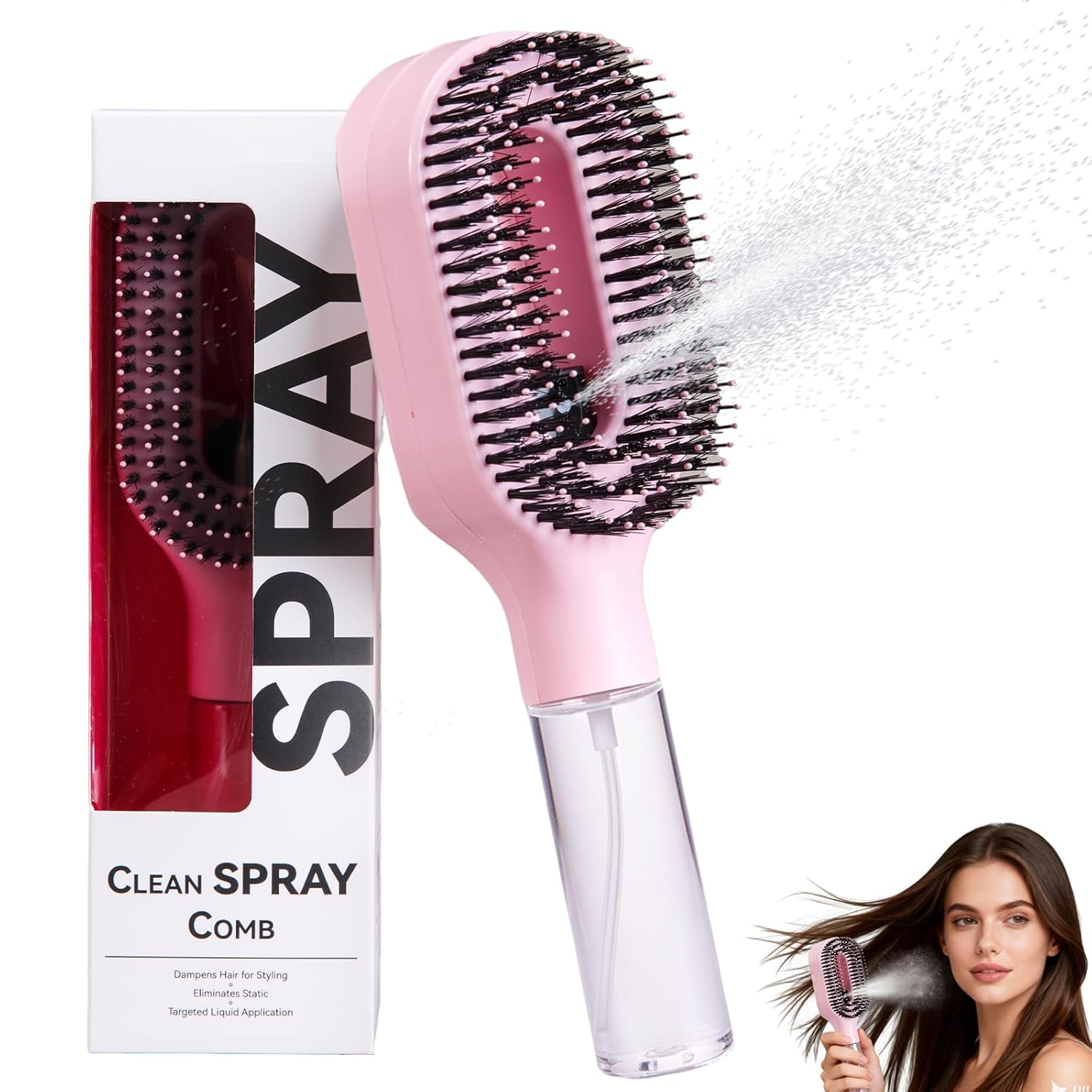 2-in-1 Hair Brush with Water Spray