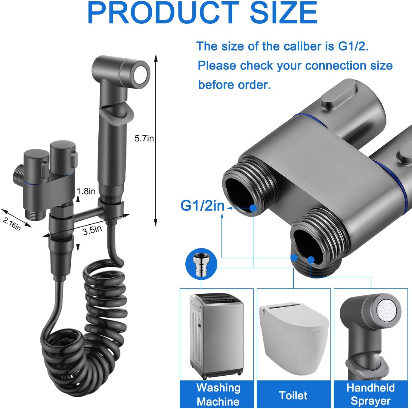 Handheld Bidet Sprayer for Toilet (Grey)