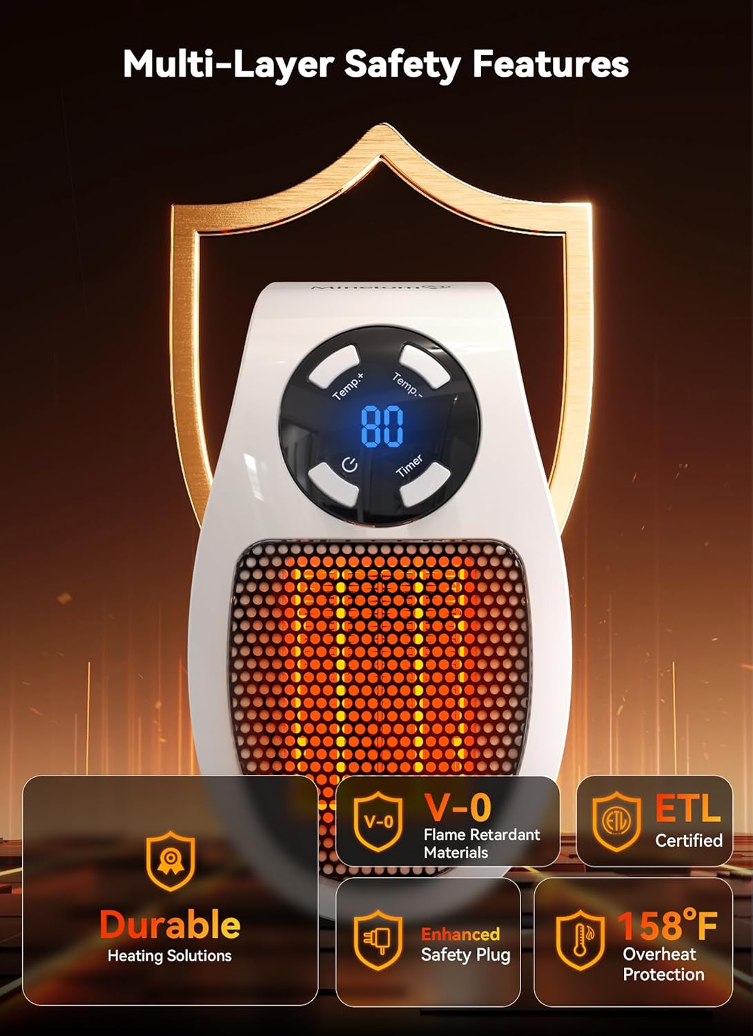 450W Wall Outlet Space Heater with Remote