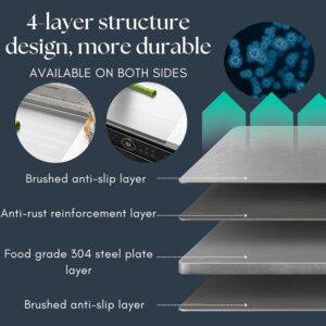 Stainless Steel Cutting Board with Lip (15.7"×11.8")