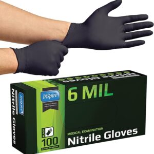 Inspire Black Nitrile Gloves (6 Mil, Heavy Duty)
