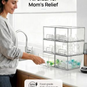 Vtopmart Clear Stackable Storage Drawers (4-Pack)