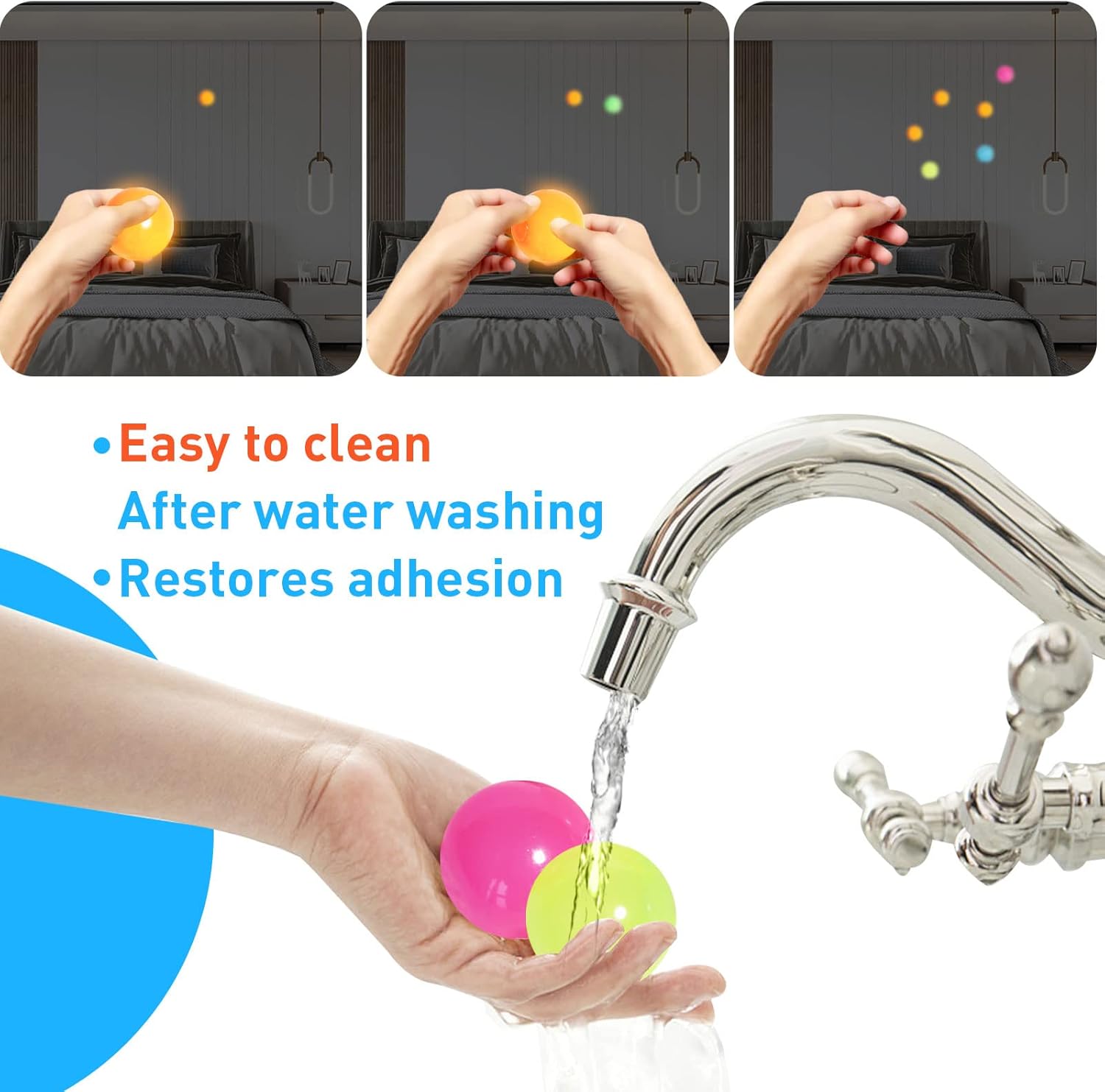 12PCS Glow-in-the-Dark Sticky Sensory Balls